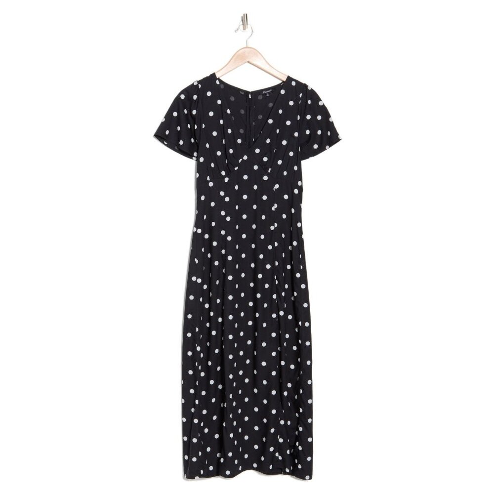 Madewell Black Polka Dot Midi Dress - Picture 9 of 12